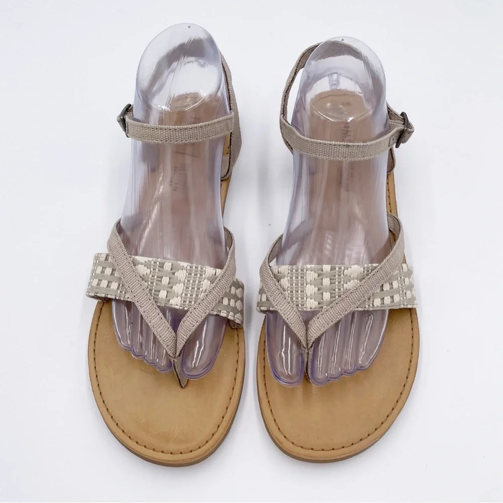 Toms Lexie Strappy Sandals Oxford Tan Heritage Canvas Diamond Tribal Size 9